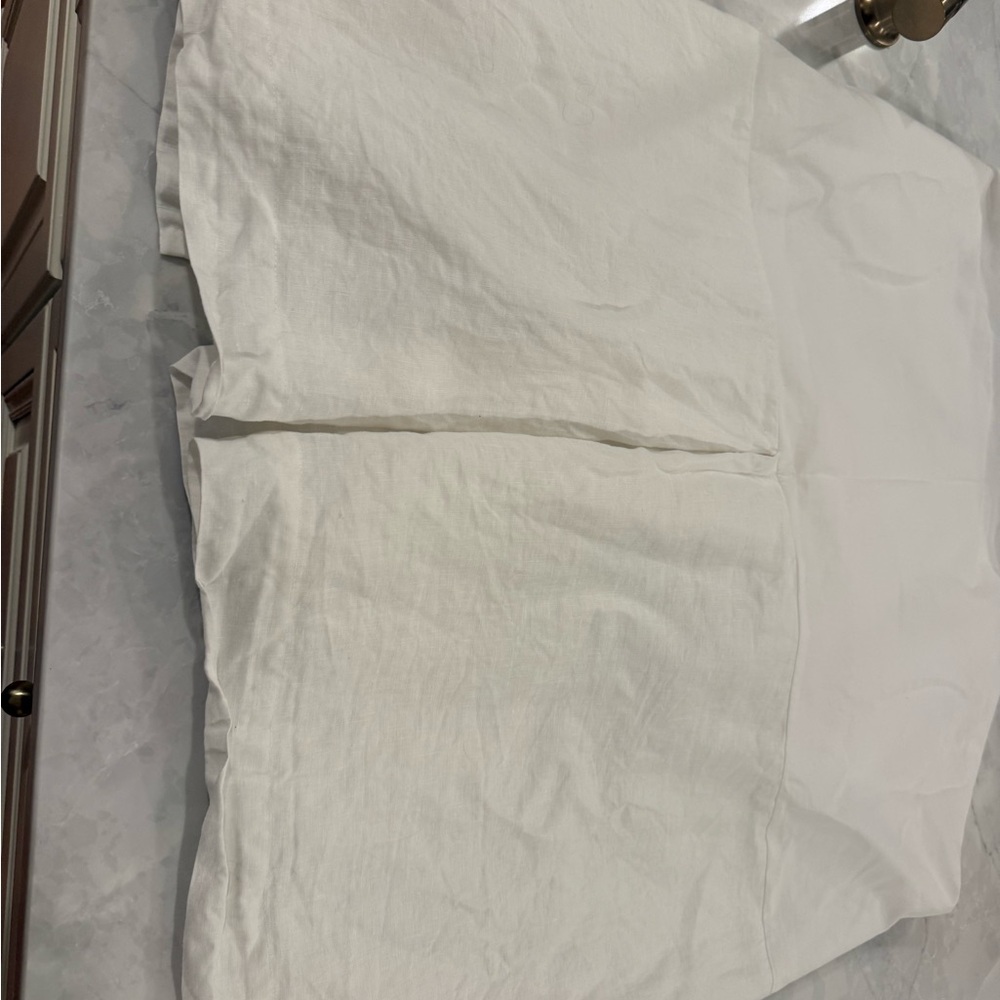 Pottery Barn Kids European linen crib skirt in white